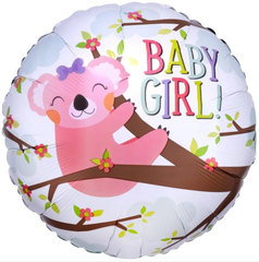 Фольгована кулька круг "BABY GIRL коала" кольорова Anagram 18"(45см) 1шт.