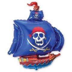 Фольгована кулька фігура "Корабель" синя Flexmetal 1шт.