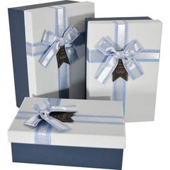Подарункові коробки прямокутні "Wishes for you" синьо-білі (3 шт.)
