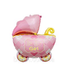 Фольгована кулька фігура Pinan "Коляска baby girl" рожева 69х88 см. в уп. (1шт.)