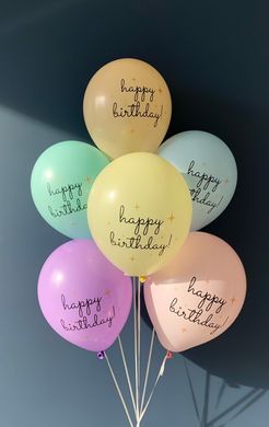 Латексні повітряні кульки 12" (30см.) "Happy Birthday" макарун асорті ТМ "Твоя Забава" 50шт.
