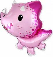 Фольгована кулька фігура "Бейбі трицератопс" рожева Flexmetal 82х76 см. (1шт.)