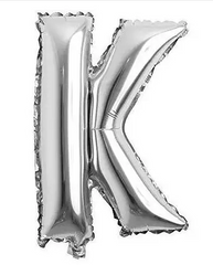 Фольгована кулька буква "K" срібна 16" (40 см) 1 шт