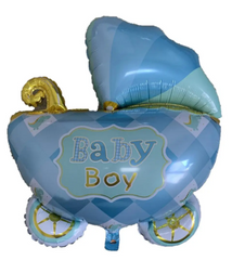 Фольгована кулька фігура Pinan "Коляска baby boy" блакитна 69х88 см. в уп. (1шт.)