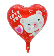 Фольгована кулька серце "I love you ведмедик" червона 18"(45см) 1шт.