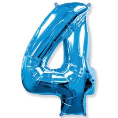 Кулька фольга FM Flexmetal 40' (100см) цифра 4, Синя (1 шт)