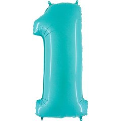 Фольгована кулька цифра "1" блакитна Grabo 40" (100 см) 1 шт