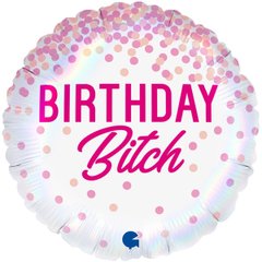 Фольгована кулька круг "Birthday образлива для неї" кольорова Grabo 18"(45см) 1шт.