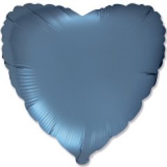 Фольгована кулька "Серце" синя сталь сатин Flexmetal 18"(45см) 1шт.