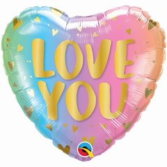 Фольгована кулька серце "Love you" омбре Qualatex 18"(45см) 1шт.