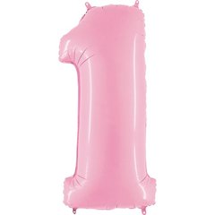 Фольгована кулька цифра "1" рожева Grabo 40" (100 см) 1 шт