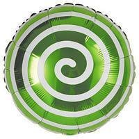 Фольгована кулька Pinan круг "Спіралька" зелений 18"(45см) 1шт.
