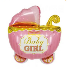 Фольгована кулька фігура Pinan "Коляска Baby Girl" рожева 67х52 см. в уп. (1шт.)