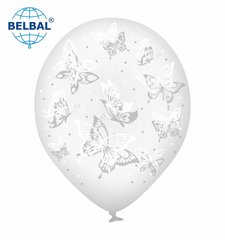 Шары латекс БЛ Belbal 12' (30см) кристалл "Белые бабочки" (25 шт)
