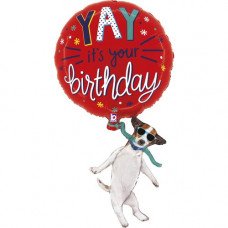 Фольгована кулька фігура "Собака It's your birthday" червона Grabo 66х117см (1шт.)