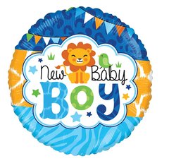 Фольгована кулька Pinan круг "New baby boy" голуба 18"(45см) 1шт.