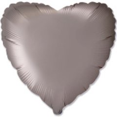 Фольгована кулька "Серце" сіра сталь сатин Flexmetal 18"(45см) 1шт.